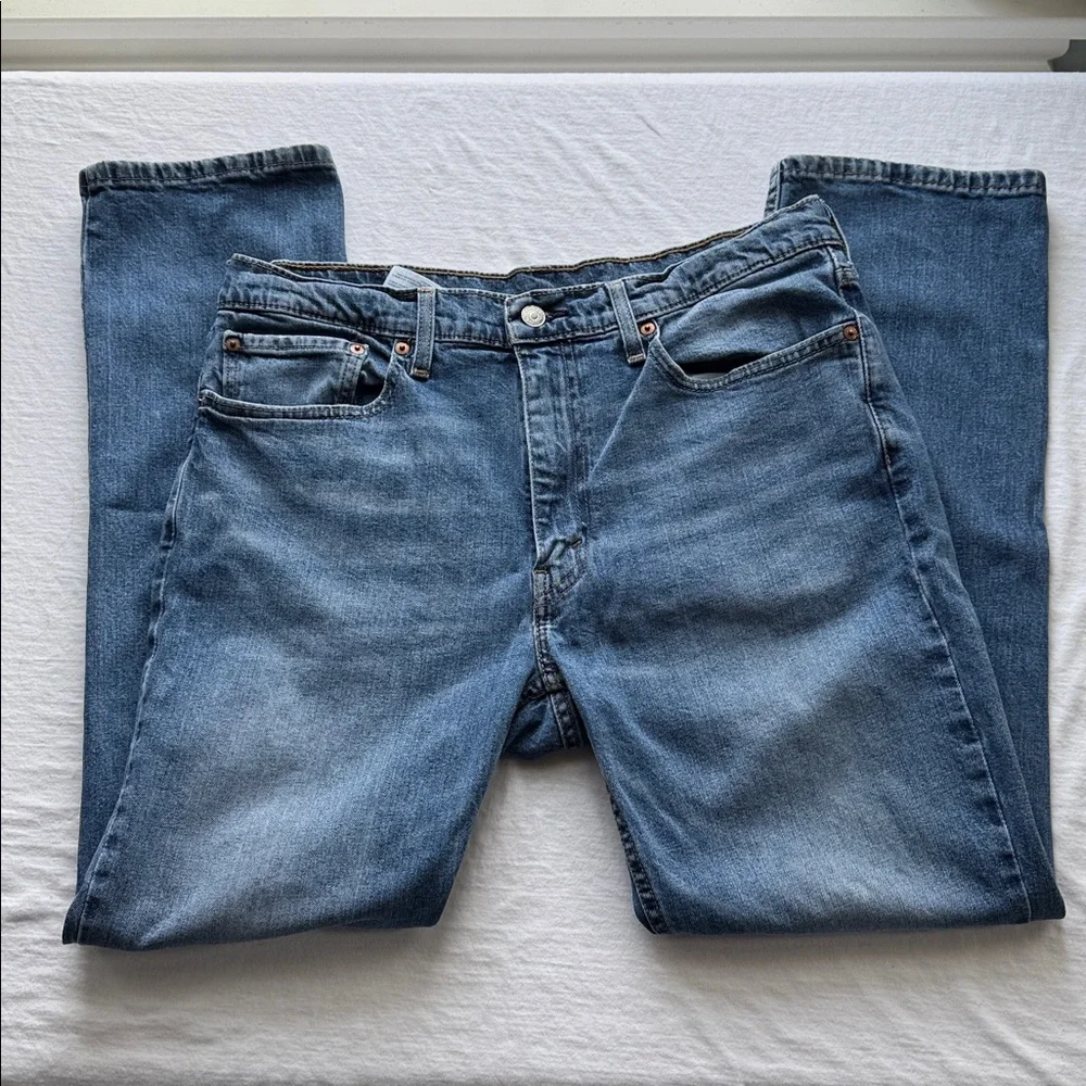 Levis 514 Straight Fit Jeans Mens 36X30 Blue Medium Wash Faded Denim